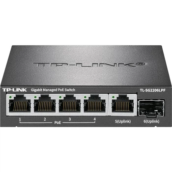 Коммутатор TP-LINK TL-SG2206LPF 5 портов + 1 SFP, 4 PoE