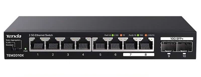 Коммутатор Tenda 8-портовый 2.5G + 2 SFP+ гигабитный, SE2010X