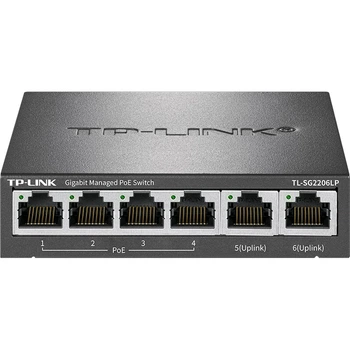 Коммутатор TP-LINK TL-SG2206LP гигабитный 6-портовый с 4 портами PoE и облачным управлением