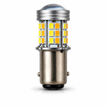 LED автолампа P21/5W BAY15D 1157 12V білий/жовтий 2-в-1 DRL та поворотник 45 SMD