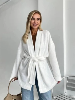 Кардиган ворсистий з ангори, молочний, 42-46 (One size) (2508BT)
