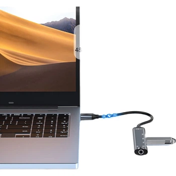 Внешний USB-разветвитель звуковой карты Jinghua, док-станция-расширитель для USB-концентратора, интерфейс для компьютера, ноутбука и настольного ПК, преобразователь 3,5 мм для наушников, микрофона и динамиков, корпус Alloy N800.