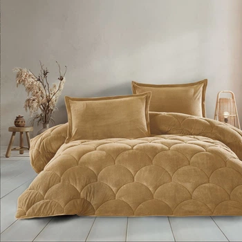 Покрывало плюшевое двухстороннее Clasy Fluffy V22 195х215 см евро песочный