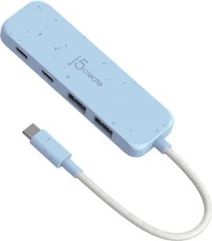 Hub USB J5create JCH342E USB-C 10Gbps to 2 x USB-A/2 x USB-C Cyan (JCH342EC-N)