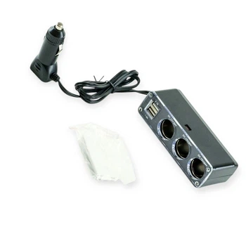 Разветвитель прикур. 3 вых. 10А, 120Вт, 2 USB 3.1А, провод 1,30м, Евро