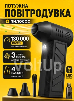 Мини турбовентилятор аккумуляторный 130000 RPM 5000 мАч турбо воздуходувка пылесос компрессор портативный Turbo Jet Fan 59-тп