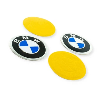 Наклейка на колісний диск/ковпак (d-90 мм) BMW, чорна (к-кт 4 шт) Sahler