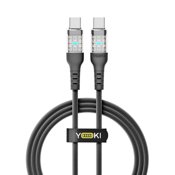 Кабель USB YOKI CYBER YK-CY23 Type-C to Type-C 60W 1.2m прочный с эластичной оплеткой Black