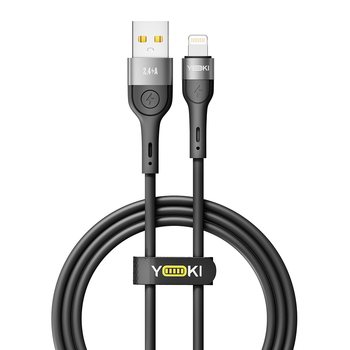 Кабель USB YOKI EXTRA YK-EX11 Lightning 2.4A 1.2m для зарядки и синхронизации черный с защитой от изломов