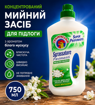 Средство для мытья всех типов полов Chanteclair Sgrassatore Pavimenti Muschio Bianco концентрированное с ароматом белого мускуса, 750 мл