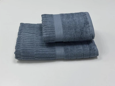 Набор 2 махровых полотенца для ванной LUX VIP PARKA, джинс 70*140см + 50*90см