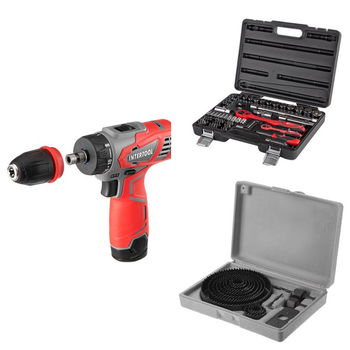 Набор для мастера INTERTOOL: шуруповерт WT-0314 + головки ET-6072 + коронки BT-0026