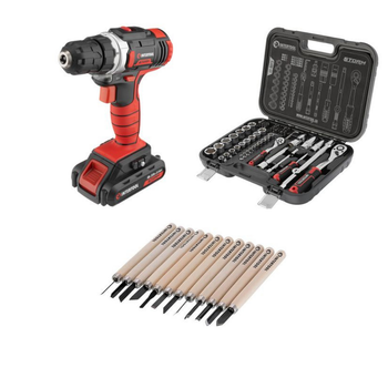 Набор для мастера INTERTOOL: шуруповерт WT-0313 + головки ET-8073 + резцы HT-3504