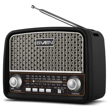 Радіоприймач SVEN SRP-555 Grey FM/AM/SW, USB, microSD, ліхтарик