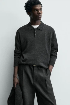 Светр поло Zara з вовни сірий 6674/404/807 L