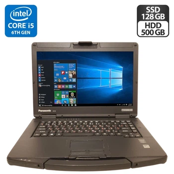 Захищений ноутбук-трансформер Panasonic Toughbook CF-54 / 14" (1366x768) TN / Intel Core i5-6300U (2 (4) ядра по 2.4 - 3.0 GHz) / 8 GB DDR3 / 128 GB SSD + 500 GB HDD / Intel HD Graphics 520 / Два АКБ б/в