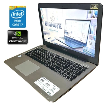 Ноутбук Б-класс Asus R558U / 15.6" (1920x1080) IPS / Intel Core i7-6500U (2 (4) ядра по 2.5 - 3.1 GHz) / 8 GB DDR4 / 128 GB SSD / nVidia GeForce 930MX, 2 GB GDDR3, 64-bit / WebCam / Win 10 б/у