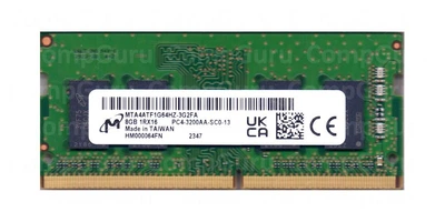 Оперативна пам'ять для ноутбука Micron DDR4 8GB 3200MHz SO-DIMM 1Rx16 PC4-3200AA (MTA4ATF1G64HZ-3G2FA)