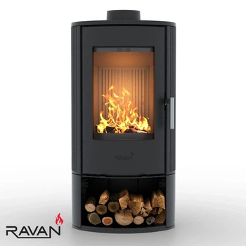 Чугунная печь камина Ravan Auron box 12 кВт на дровах