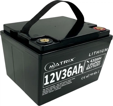Акумуляторна батарея LiFePo4 Matrix 12.8V-36Ah 486.4Wh 195х166х170мм (MLR 1236)