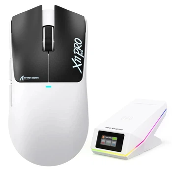 Геймерська акумуляторна, бездротова (Bluetooth + 2,4G), миша Attack Shark X11 PRO V2, PAW3315, 30000DPI WHITE BLACK/БІЛА З ЧОРНИМ (X11PROV2WB)