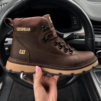 Зимові шкіряні черевики на хутрі CAT Rocky Rider Chocolate 42