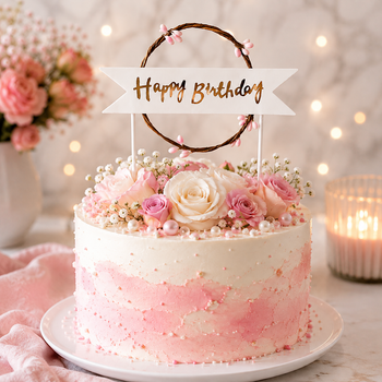 Топпер Для Торта Гілочка Весни Happy Birthday Без підсвічування