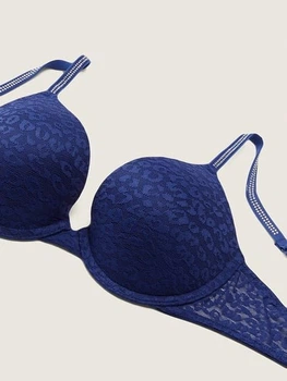 Бюстгальтер Victoria's Secret PINK Wear Everywhere Push-Up Bra Lace 32 В Синій (26535515)