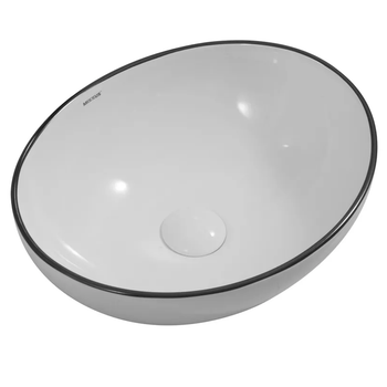 Умывальник накладной Mixxus Premium Ellipse-0108 Edge Black 400х330 овальный, белый (MP6527)