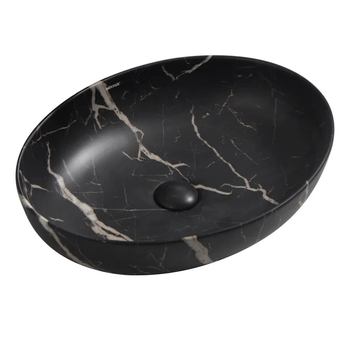 Умывальник накладной Mixxus Premium Ellipse-0102 Marble 515х400 овальный, черный матовый (MP6552)