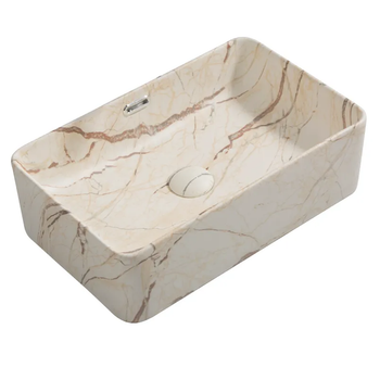 Умывальник накладной Mixxus Premium Quadro-0208 Marble 480х315 прямоугольный, бежевый (MP6518)