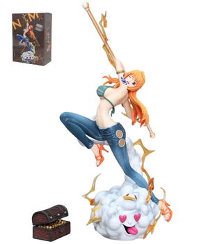 Коллекционная аниме фигурка Nami из One Piece 30 см – статуэтка Нами на облаке Zeus с посохом Clima-Tact