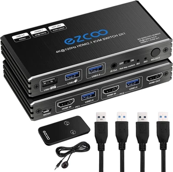 KVM-перемикач 8K 60 Гц 4K 120 Гц HDMI 2.1, 2 входи/1 вихід