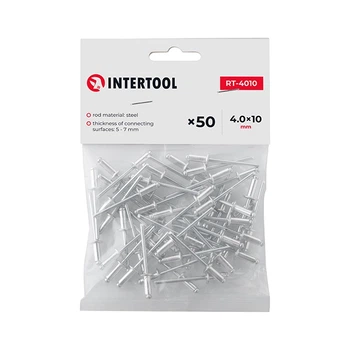 Заклепка алюмінієва 4.0*10.0 мм, уп. 50 шт INTERTOOL RT-4010