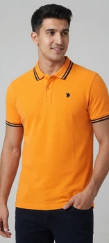 Чоловіча поло-футболка slim fit (u.s. grand polo & apparel), помаранчевий, розмір l