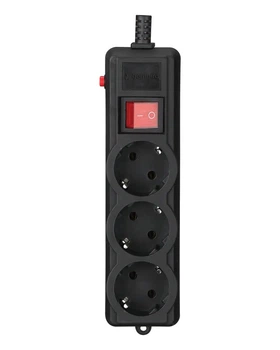 Сетевой фильтр, черный, Gembird SPG3-G-6B-PRO, 3 розетки