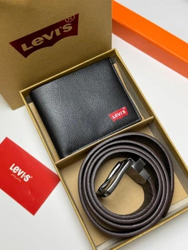 Подарунковий чоловічий набір Levi’s: Ремінь + Гаманець 6541