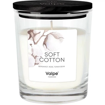 Свеча ароматичная с деревянной крышкой Aura (Bispol) "Soft Cotton" (27721)