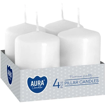 Комплект свечей цилиндр Aura (Bispol) 4х6 см. 4шт Белые (27364)