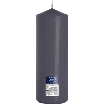 Свеча цилиндр Aura (Bispol) 8х25 см. Серая (27421)