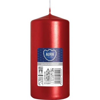 Свеча цилиндр Aura (Bispol) 5х10 см. Красный металик (27353)