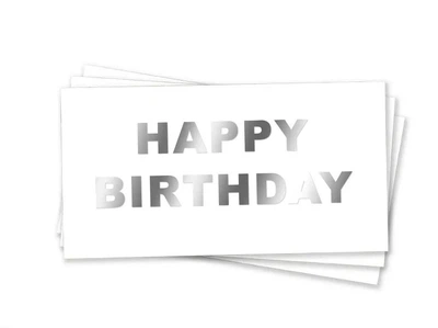 Конверт для грошей Happy Birthday Друковані літери Білий та срібло