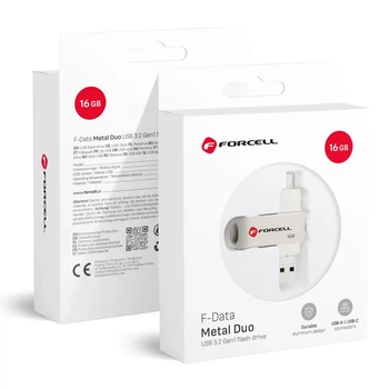 Flash-диск Forcell F-Data Metal Duo 16GB USB 3.2 Gen 1 Silver (5903396391750)