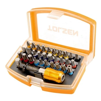 Битный набор 1/4 PH PZ SL Torx HEX 32 элемента Tolsen для шуруповерта (20370)