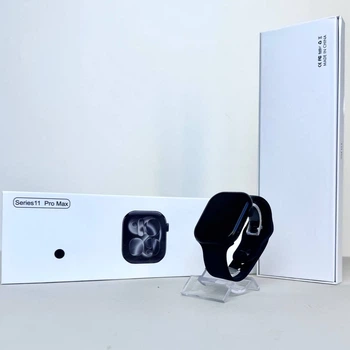 Умные часы Smart T11 Pro Max для взрослых Bluetooth с пульсометром силиконовые Черные