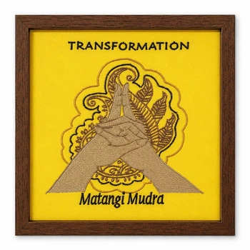 Картина Tiferet-NF з вишивкою Мудра Matangi Mudra 24×24 см дерев'яна рама з антивідблисковим склом (NF0043)