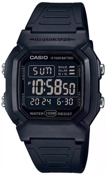 Электронные часы Casio W-800H-1B черные 100 м