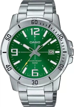 Мужские часы Casio MTP-VD01D-3B зеленые 50 м