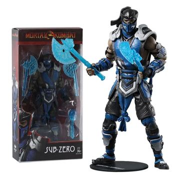 Коллекционная фигурка Mortal Kombat Sub-Zero / Саб-Зиро – экшн-фигура 18 см с аксессуарами, ледяными топорами и подставкой / Action Figure MK / подарок фанатам игры Mortal Kombat