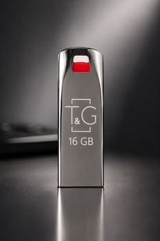USB флешка T&G 16GB хромированный металл для хранения документов с петлей в стальном цвете